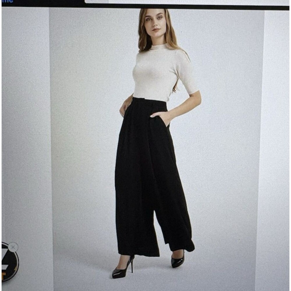 Tronjori Womens Black Wide Leg Pants Size 2XL Elastic Waist NWT